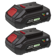 Sealey BK02 SV20 Series Power Tool Battery 20V 2Ah - Pack of 2