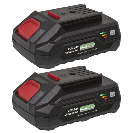 Sealey BK02 SV20 Series Power Tool Battery 20V 2Ah - Pack of 2