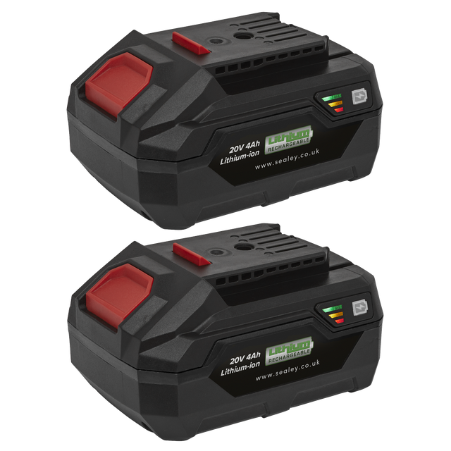 Sealey BK04 SV20 Series Power Tool Battery 20V 4Ah - Pack of 2