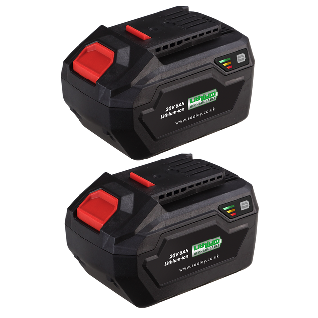 Sealey BK06 SV20 Series Power Tool Battery 20V 6Ah - Pack of 2