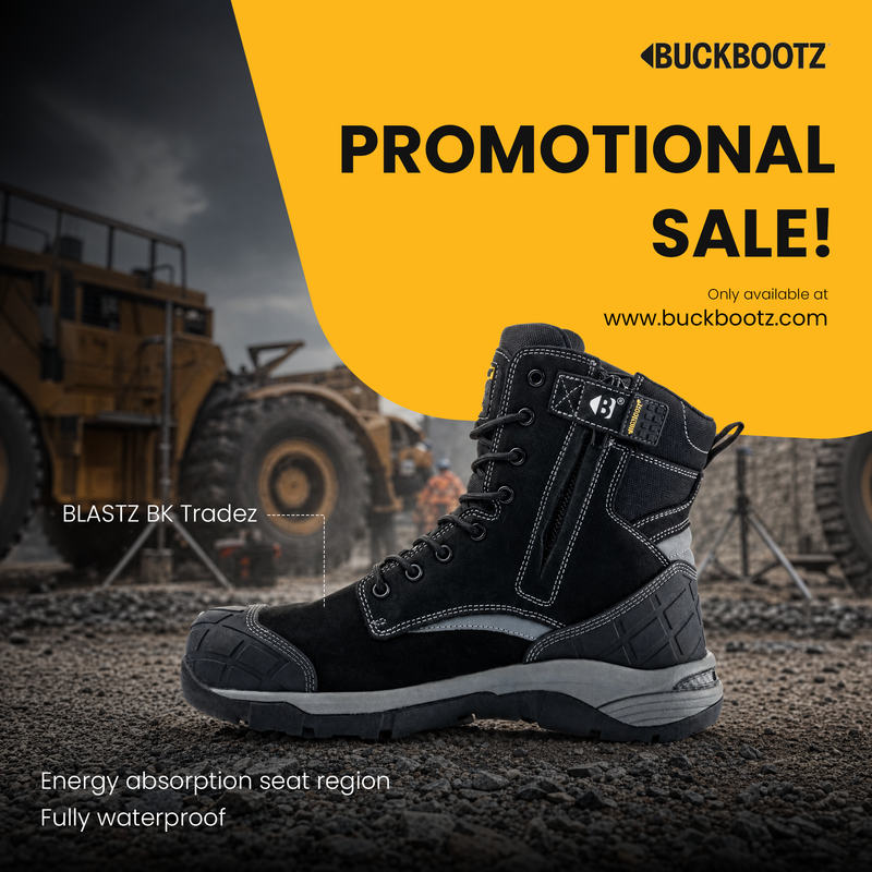 Buckbootz Blastz Tradez Waterproof High-Leg Lace/Zip Safety Boots