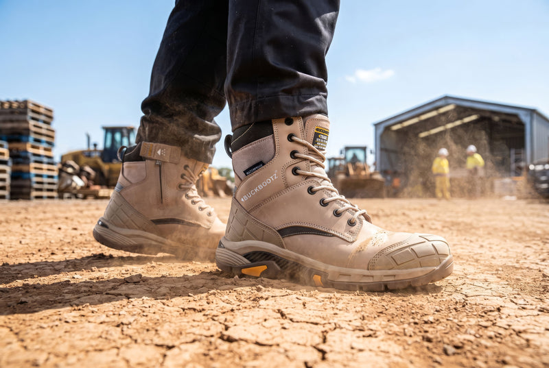 Buckbootz Blastz Tradez Waterproof High-Leg Lace/Zip Safety Boots