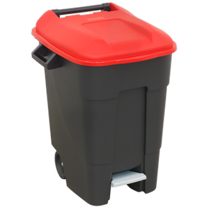 Sealey BM100PR Refuse/Wheelie Bin with Foot Pedal 100L - Red