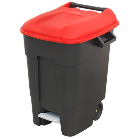 Sealey BM100PR Refuse/Wheelie Bin with Foot Pedal 100L - Red - additional view 2