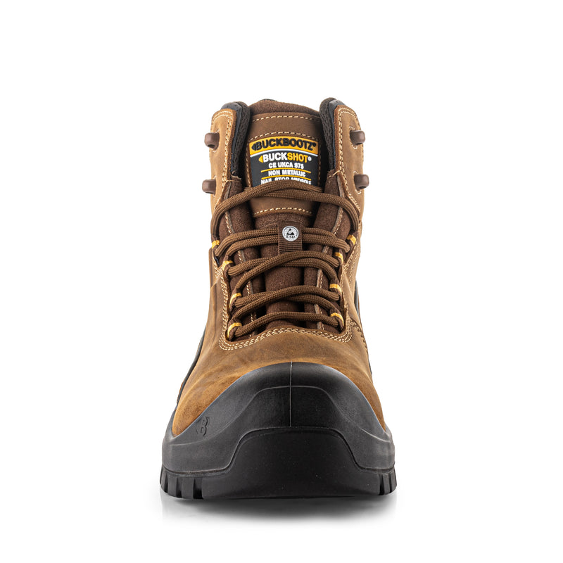 Buckbootz BSH016 Buckshot Waterproof Safety Lace Boots – Brown