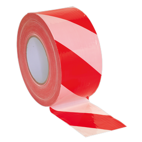 Sealey BTRW Non-Adhesive Hazard Warning Barrier Tape 80mm x 100m - Red/White