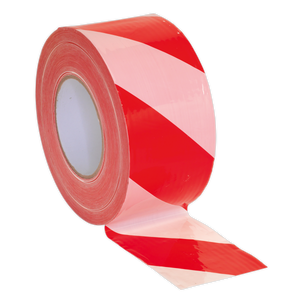 Sealey BTRW Non-Adhesive Hazard Warning Barrier Tape 80mm x 100m - Red/White