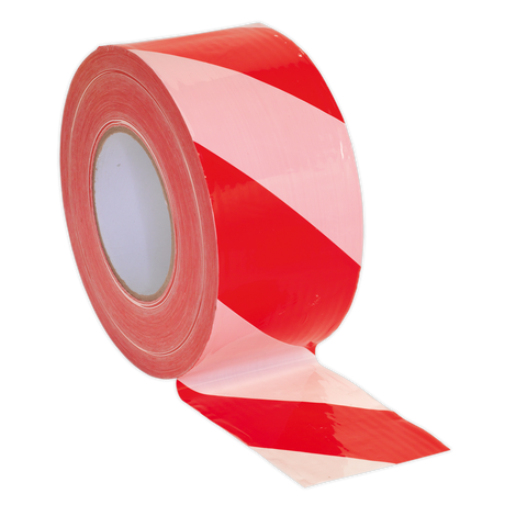 Sealey BTRW Non-Adhesive Hazard Warning Barrier Tape 80mm x 100m - Red/White