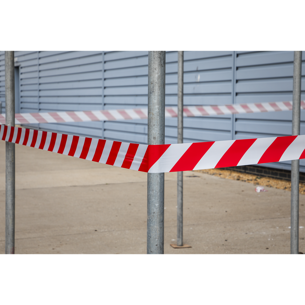 Sealey BTRW Non-Adhesive Hazard Warning Barrier Tape 80mm x 100m - Red/White - additional view 3