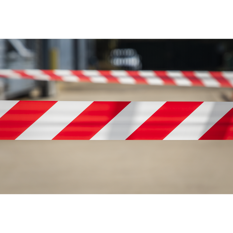 Sealey BTRW Non-Adhesive Hazard Warning Barrier Tape 80mm x 100m - Red/White - additional view 4