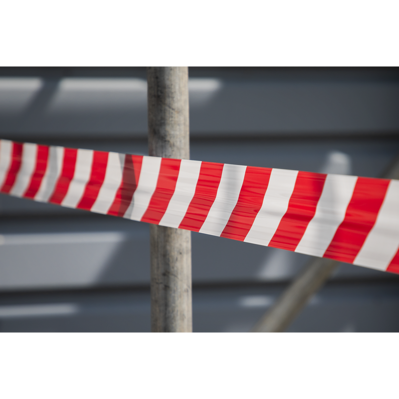Sealey BTRW Non-Adhesive Hazard Warning Barrier Tape 80mm x 100m - Red/White - additional view 6
