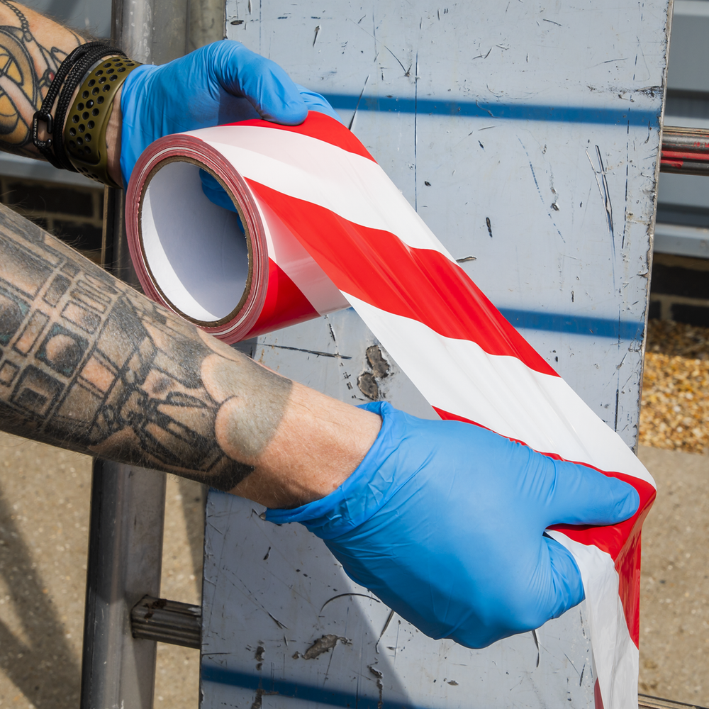 Sealey BTRW Non-Adhesive Hazard Warning Barrier Tape 80mm x 100m - Red/White - additional view 5