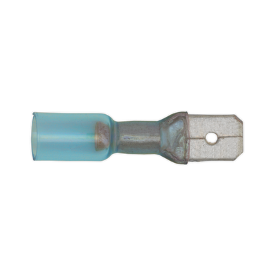 Sealey BTSPM25 Heat Shrink Push-On Male Terminal 6.3mm, Blue - Pack of 25