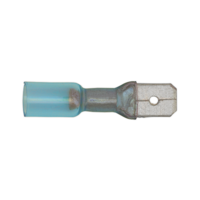 Sealey BTSPM25 Heat Shrink Push-On Male Terminal 6.3mm, Blue - Pack of 25