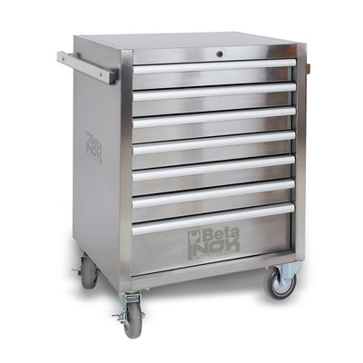 Betainox Stainless Steel Mobile Roller Cabinet With Seven Drawers And Non-Marking Wheels - C04TSS-7 - C04TSS/7