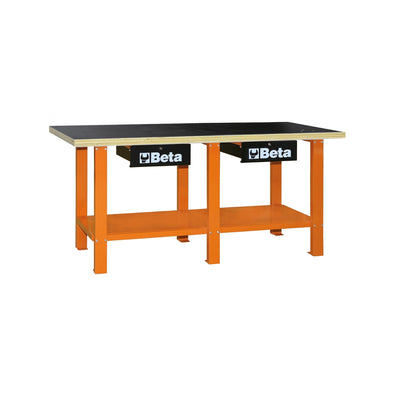 Beta Workbench With Wood Top And 2 Lockable Drawers - C56W - C56W-O