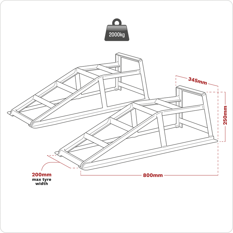 Sealey CAR2000 Car Ramps 1 Tonne Capacity per Ramp 2 Tonne Capacity per Pair - additional view 5