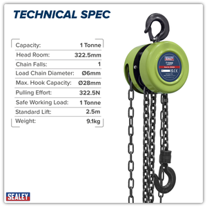 Sealey CB1000E 2.5m Chain Block 1 Tonne - additional view 3