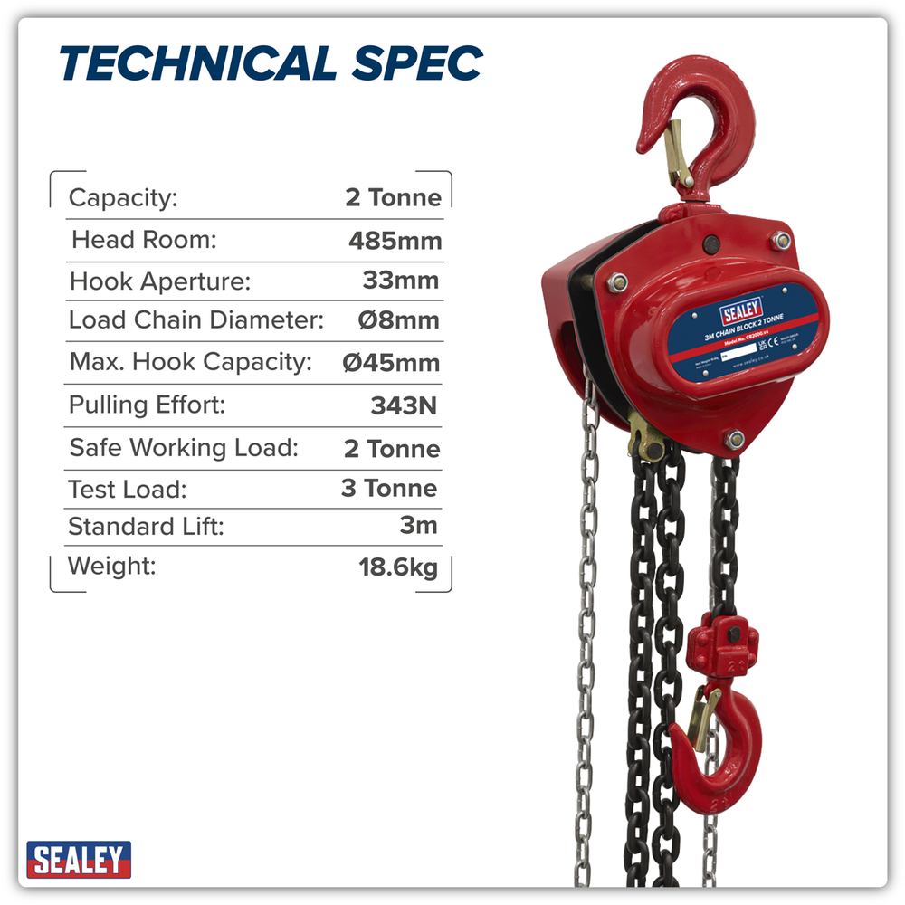Sealey CB2000 3m Chain Block 2 Tonne - additional view 2