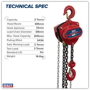 Sealey CB2000 3m Chain Block 2 Tonne - additional view 2
