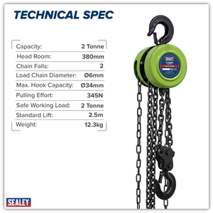 Sealey CB2000E 2.5m Chain Block 2 Tonne - additional view 3
