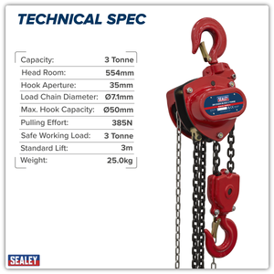 Sealey CB3000 3m Chain Block 3 Tonne - additional view 2