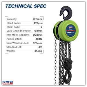 Sealey CB3000E 3m Chain Block 3 Tonne - additional view 2