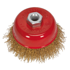 Sealey CBC752 75mm Brassed Steel Crimped Wire Cup Brush M14 x 2mm