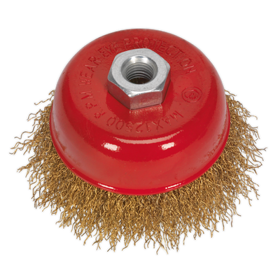 Sealey CBC752 75mm Brassed Steel Crimped Wire Cup Brush M14 x 2mm