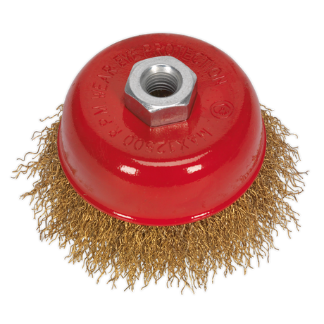 Sealey CBC752 75mm Brassed Steel Crimped Wire Cup Brush M14 x 2mm