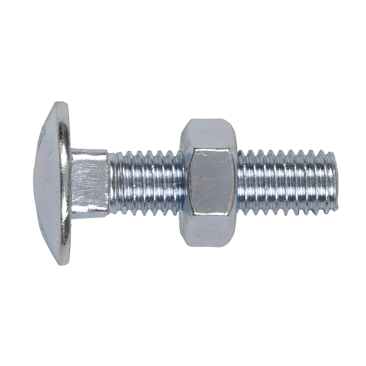 Sealey CBN1040 Zinc Plated Coach Bolt & Nut M10 x 40mm, DIN 603 - Pack of 50