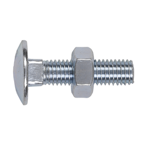 Sealey CBN1040 Zinc Plated Coach Bolt & Nut M10 x 40mm, DIN 603 - Pack of 50