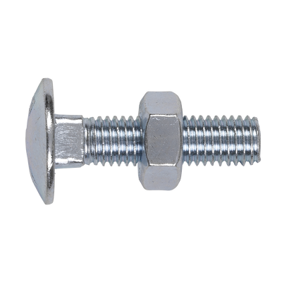 Sealey CBN1040 Zinc Plated Coach Bolt & Nut M10 x 40mm, DIN 603 - Pack of 50