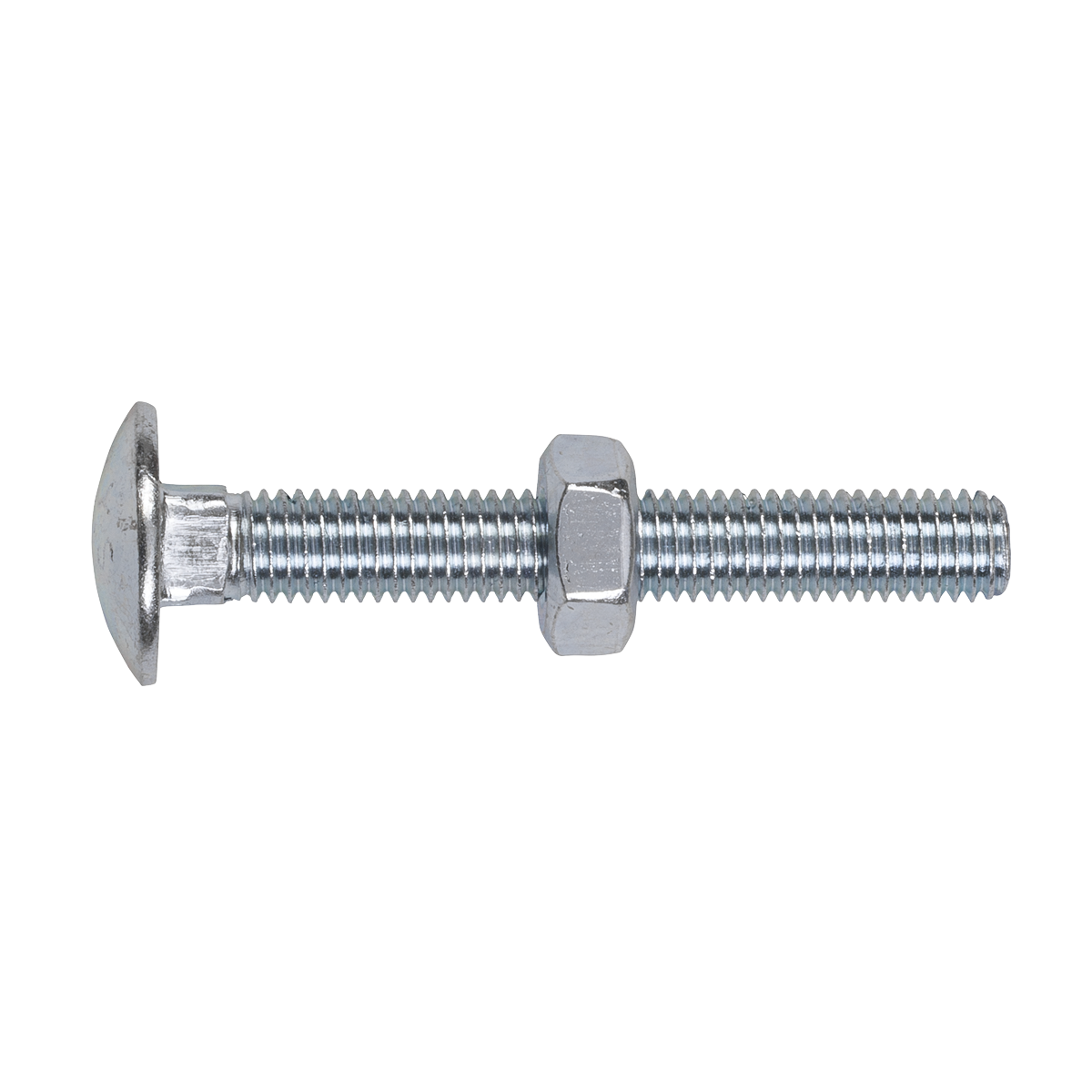 Sealey CBN1075 Zinc Plated Coach Bolt & Nut M10 x 75mm, DIN 603 - Pack of 50