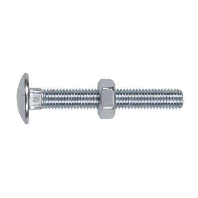 Sealey CBN1075 Zinc Plated Coach Bolt & Nut M10 x 75mm, DIN 603 - Pack of 50