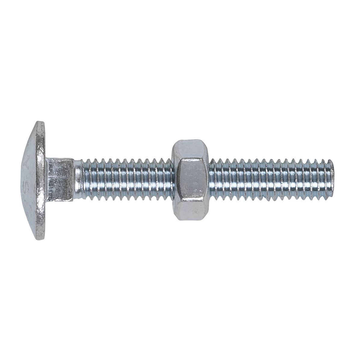 Sealey CBN640 Zinc Plated Coach Bolt & Nut M6 x 40mm, DIN 603 - Pack of 100