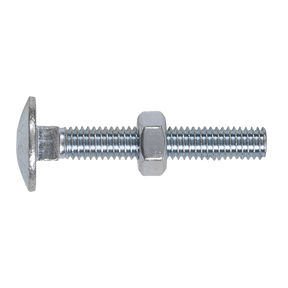 Sealey CBN640 Zinc Plated Coach Bolt & Nut M6 x 40mm, DIN 603 - Pack of 100