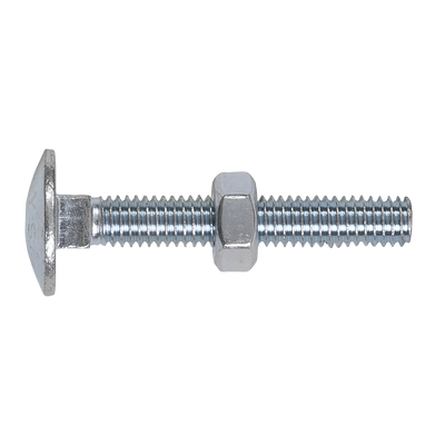 Sealey CBN640 Zinc Plated Coach Bolt & Nut M6 x 40mm, DIN 603 - Pack of 100