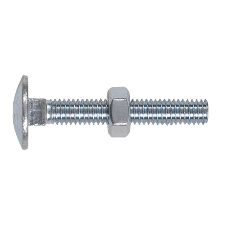 Sealey CBN640 Zinc Plated Coach Bolt & Nut M6 x 40mm, DIN 603 - Pack of 100