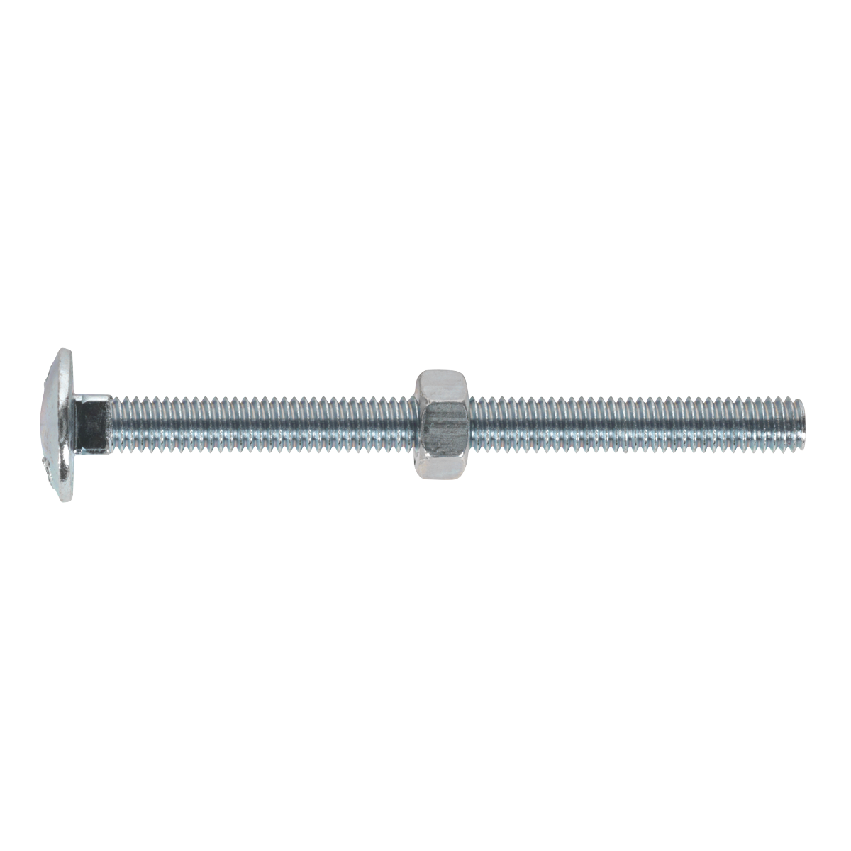 Sealey CBN675 Zinc Plated Coach Bolt & Nut M6 x 75mm, DIN 603 - Pack of 100
