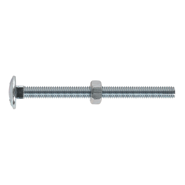 Sealey CBN675 Zinc Plated Coach Bolt & Nut M6 x 75mm, DIN 603 - Pack of 100