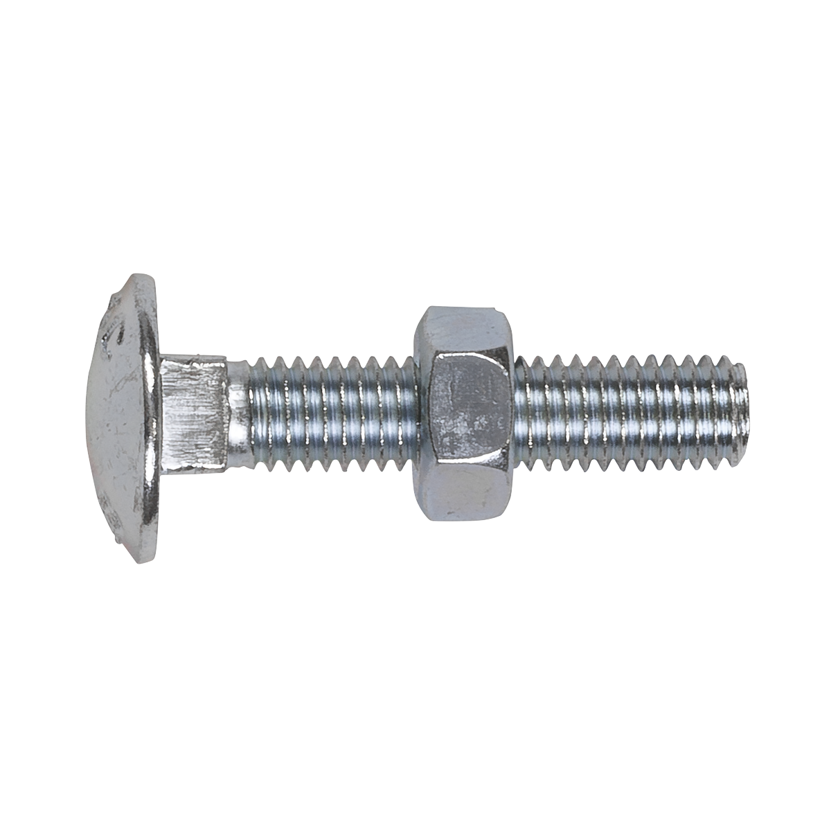 Sealey CBN840 Zinc Plated Coach Bolt & Nut M8 x 40mm, DIN 603 - Pack of 50