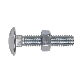 Sealey CBN840 Zinc Plated Coach Bolt & Nut M8 x 40mm, DIN 603 - Pack of 50