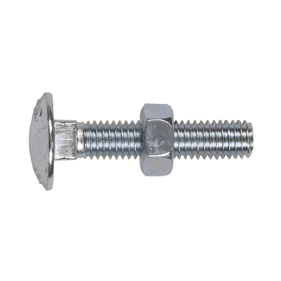Sealey CBN840 Zinc Plated Coach Bolt & Nut M8 x 40mm, DIN 603 - Pack of 50