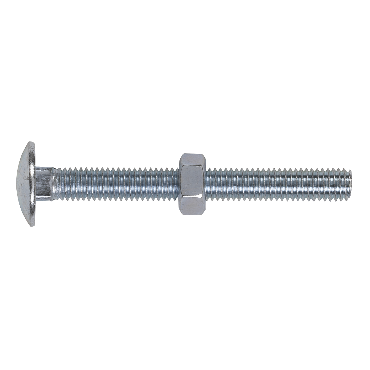 Sealey CBN875 Zinc Plated Coach Bolt & Nut M8 x 75mm, DIN 603 - Pack of 50