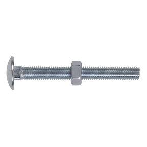 Sealey CBN875 Zinc Plated Coach Bolt & Nut M8 x 75mm, DIN 603 - Pack of 50