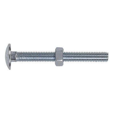Sealey CBN875 Zinc Plated Coach Bolt & Nut M8 x 75mm, DIN 603 - Pack of 50