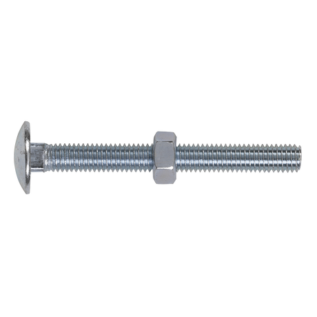 Sealey CBN875 Zinc Plated Coach Bolt & Nut M8 x 75mm, DIN 603 - Pack of 50