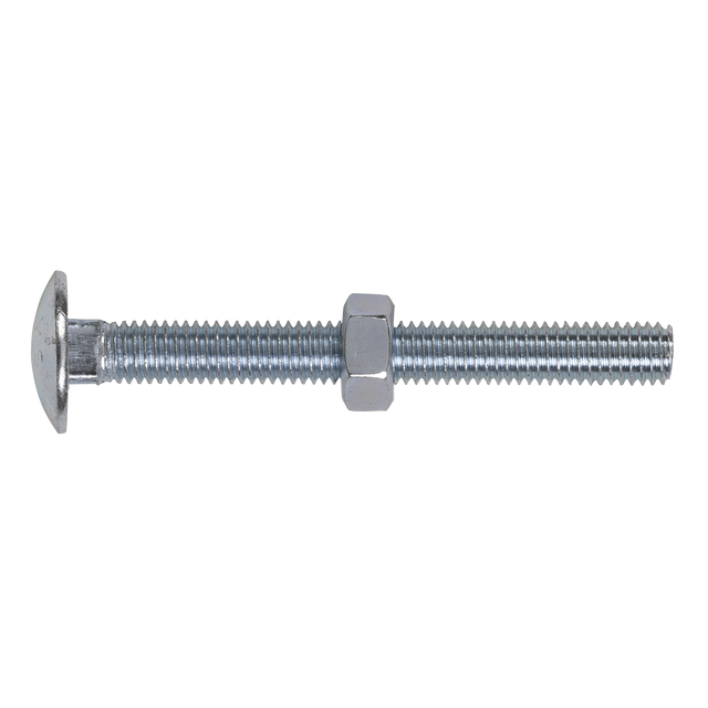 Sealey CBN875 Zinc Plated Coach Bolt & Nut M8 x 75mm, DIN 603 - Pack of 50
