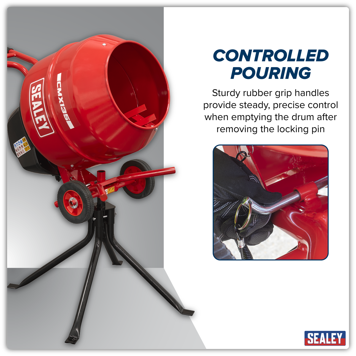 Sealey CMX135 135L Cement Mixer with Stand 550W - additional view 9